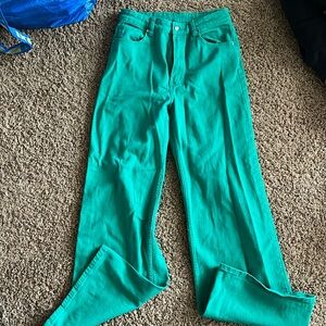 Green wide leg jeans